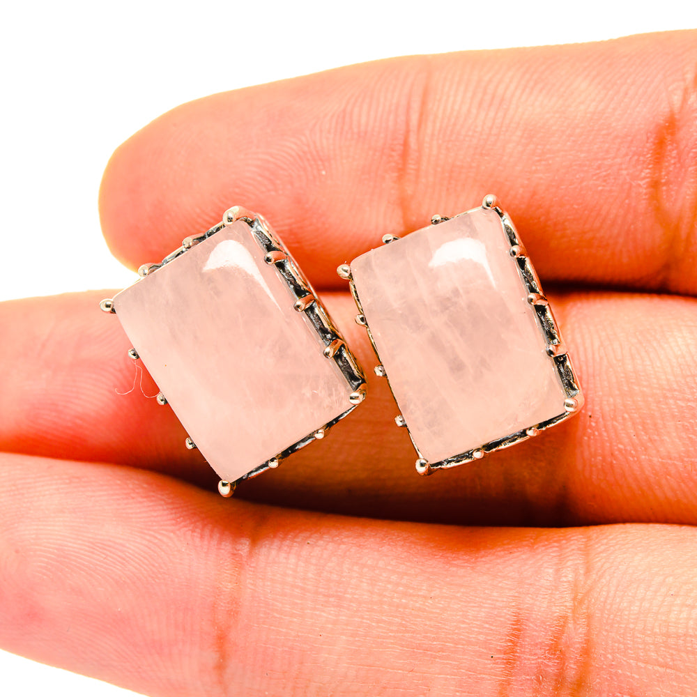 Rose Quartz Earrings handcrafted by Ana Silver Co - EARR419331