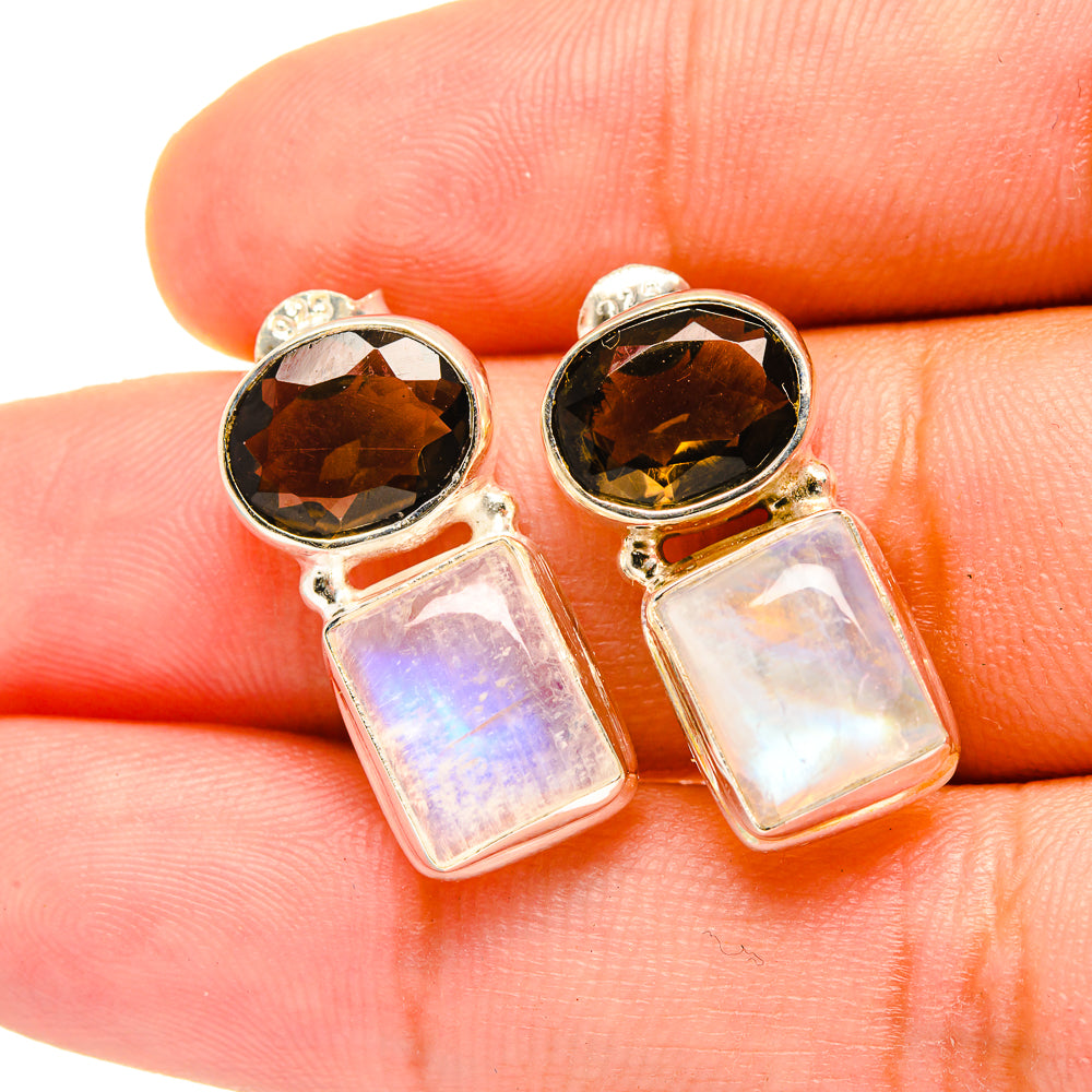 Rainbow Moonstone Earrings handcrafted by Ana Silver Co - EARR419335