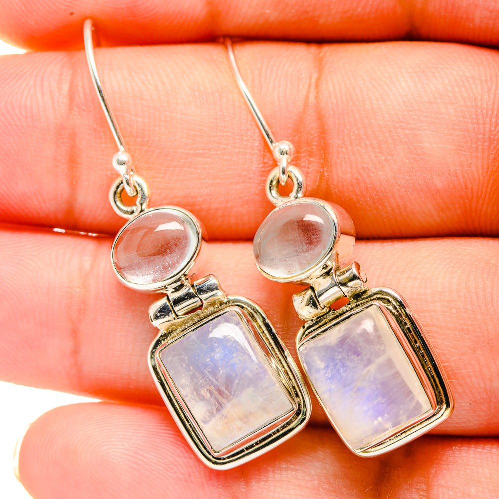 Rainbow Moonstone Earrings handcrafted by Ana Silver Co - EARR419344