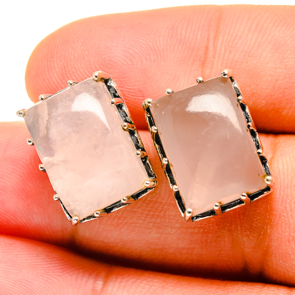 Rose Quartz Earrings handcrafted by Ana Silver Co - EARR419345