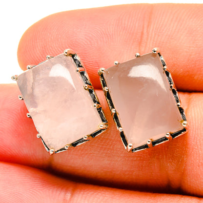Rose Quartz Earrings handcrafted by Ana Silver Co - EARR419345