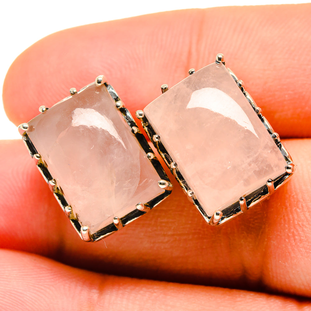 Rose Quartz Earrings handcrafted by Ana Silver Co - EARR419347