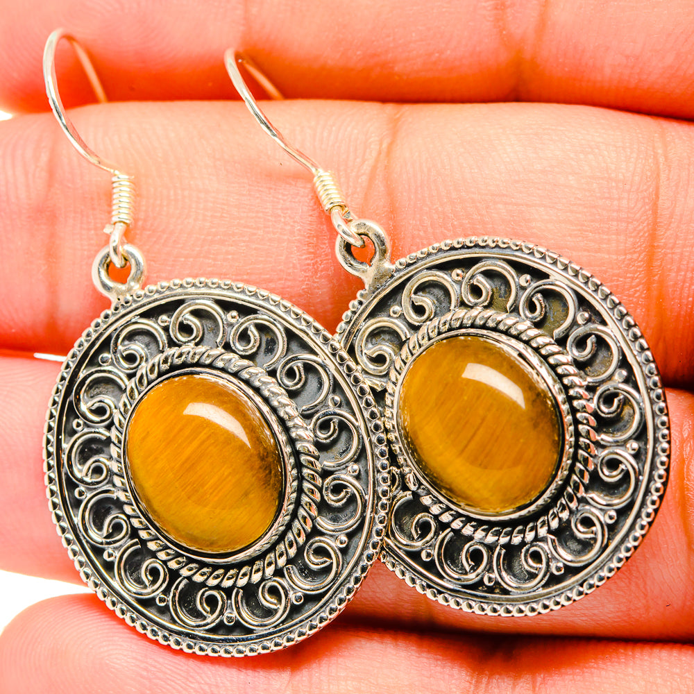 Tiger Eye Earrings handcrafted by Ana Silver Co - EARR419355