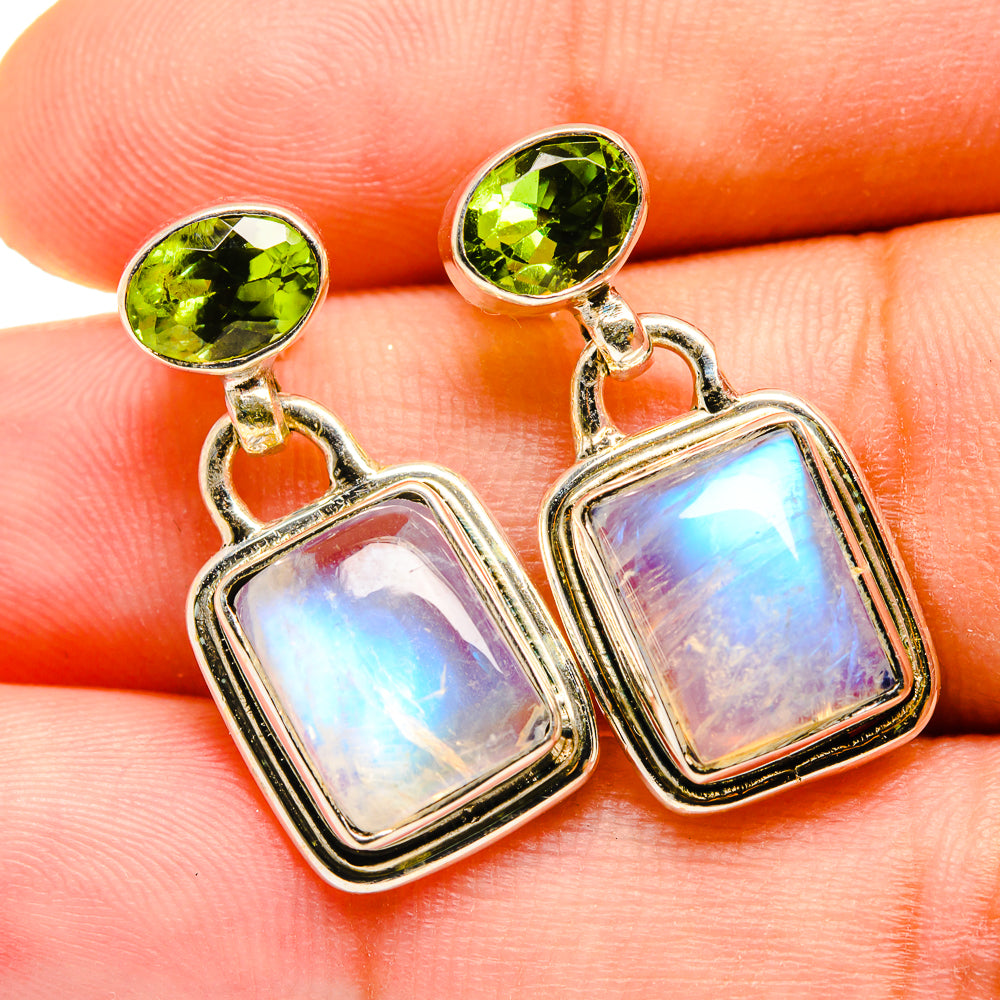Rainbow Moonstone Earrings handcrafted by Ana Silver Co - EARR419358