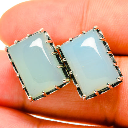 Aqua Chalcedony Earrings handcrafted by Ana Silver Co - EARR419366