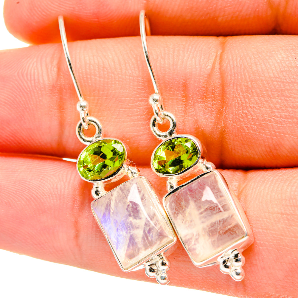 Rainbow Moonstone Earrings handcrafted by Ana Silver Co - EARR419368