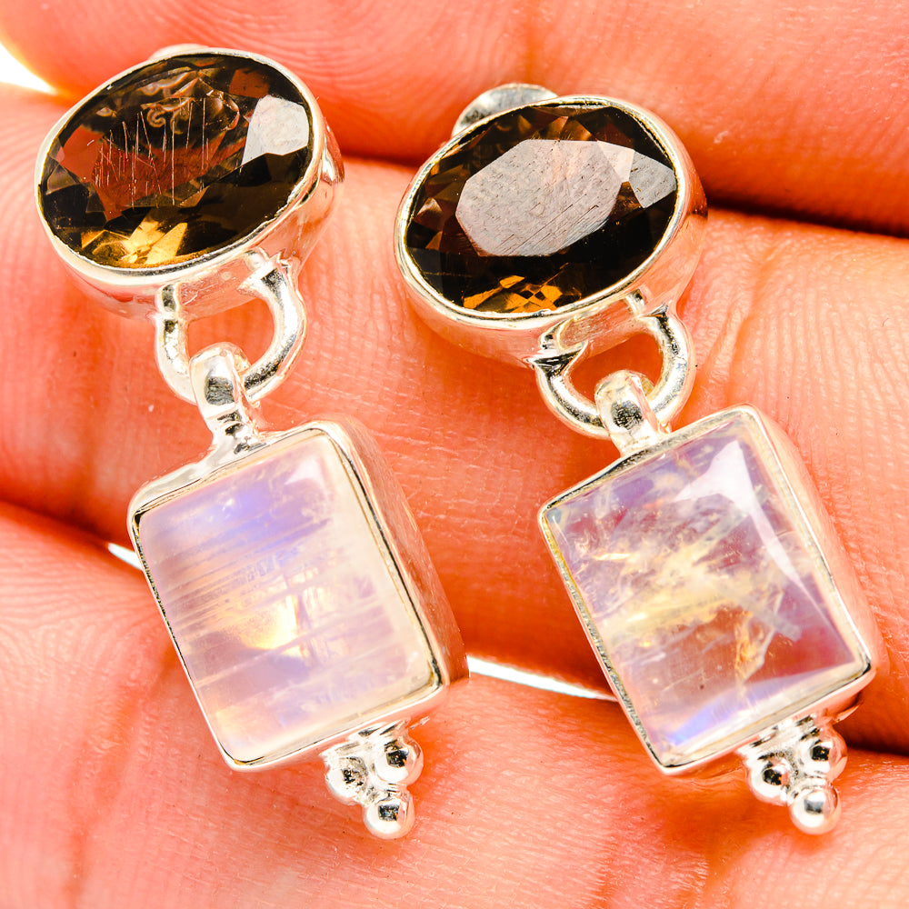 Rainbow Moonstone Earrings handcrafted by Ana Silver Co - EARR419370