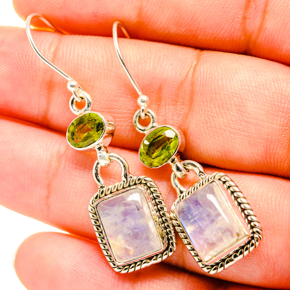 Rainbow Moonstone Earrings handcrafted by Ana Silver Co - EARR419373