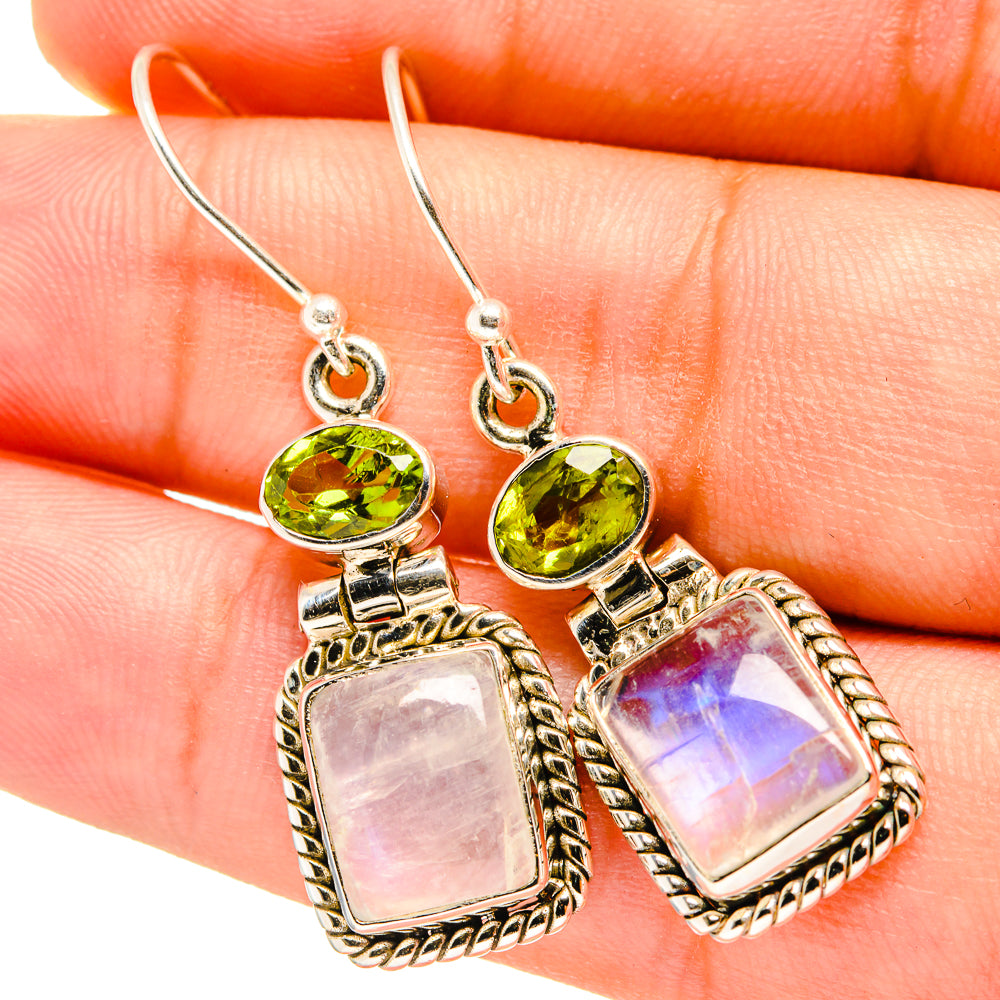 Rainbow Moonstone Earrings handcrafted by Ana Silver Co - EARR419375
