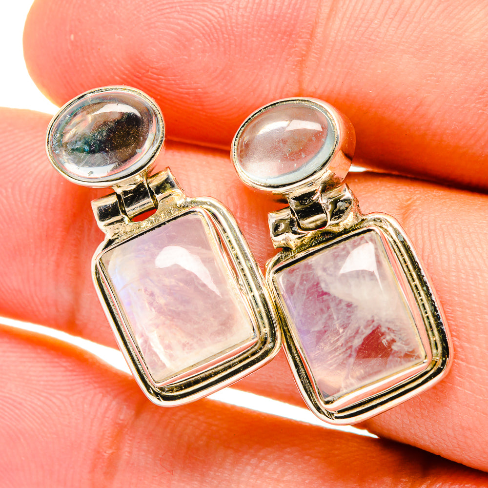 Rainbow Moonstone Earrings handcrafted by Ana Silver Co - EARR419393