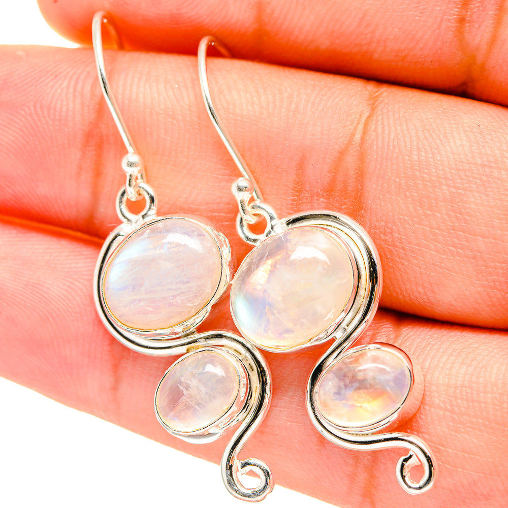 Rainbow Moonstone Earrings handcrafted by Ana Silver Co - EARR419394