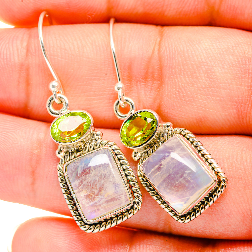 Rainbow Moonstone Earrings handcrafted by Ana Silver Co - EARR419396