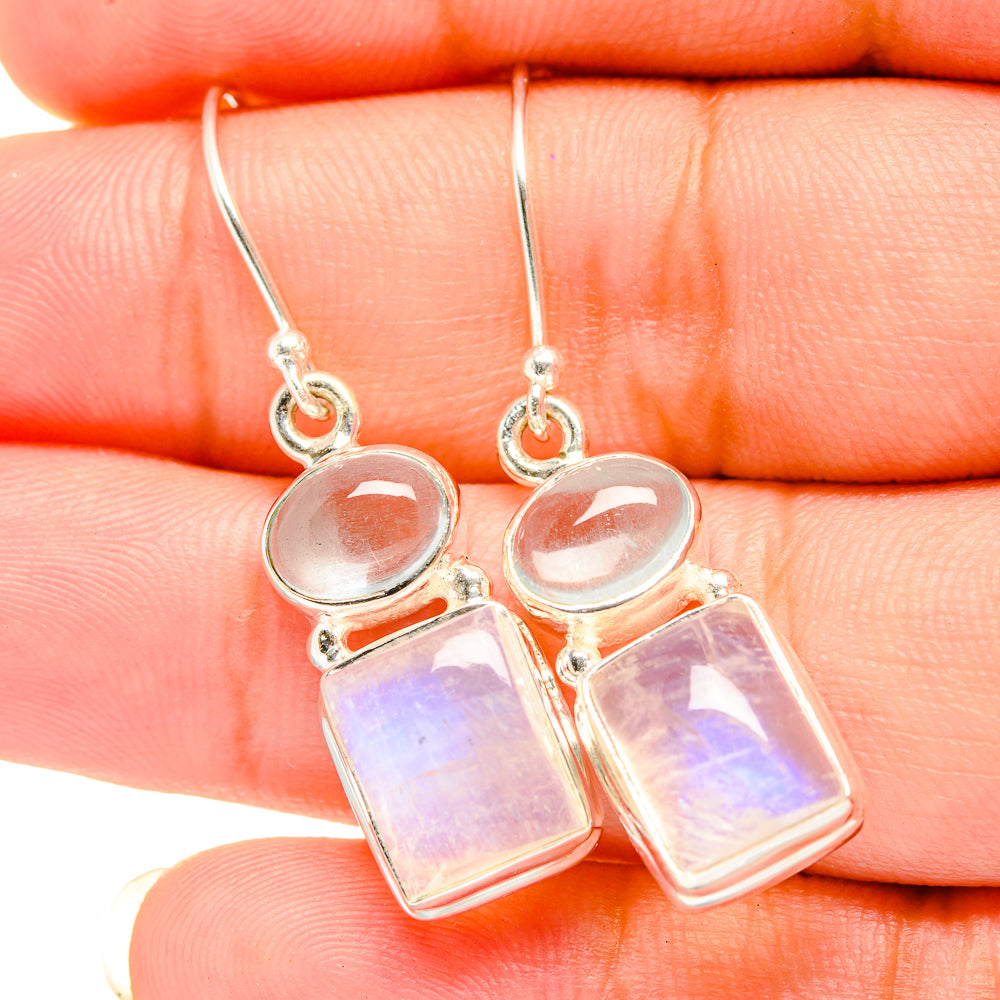 Rainbow Moonstone Earrings handcrafted by Ana Silver Co - EARR419399