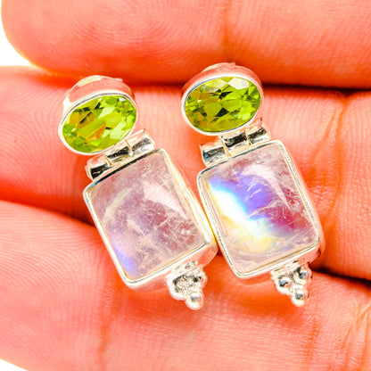 Rainbow Moonstone Earrings handcrafted by Ana Silver Co - EARR419401