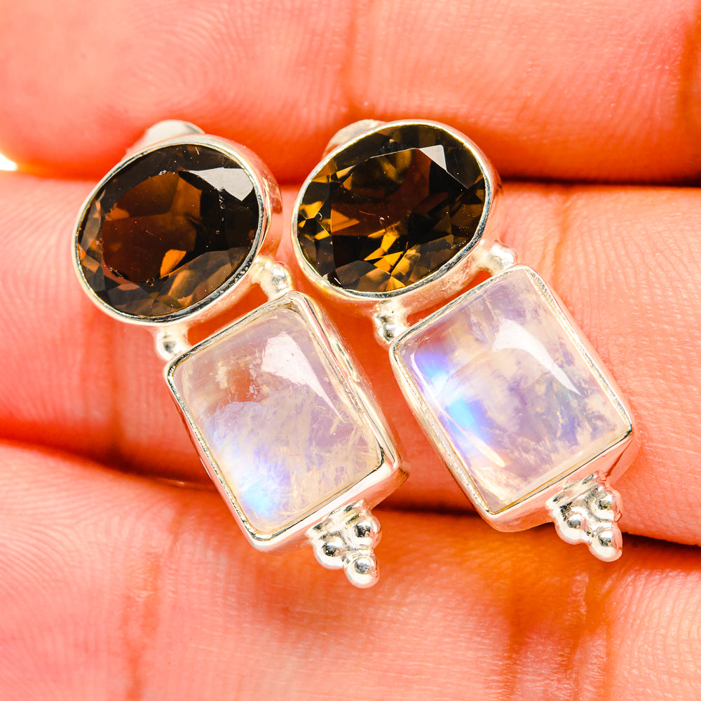 Rainbow Moonstone Earrings handcrafted by Ana Silver Co - EARR419403