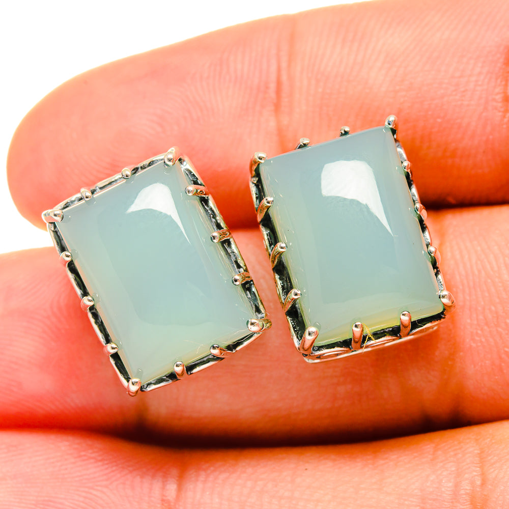 Aqua Chalcedony Earrings handcrafted by Ana Silver Co - EARR419408