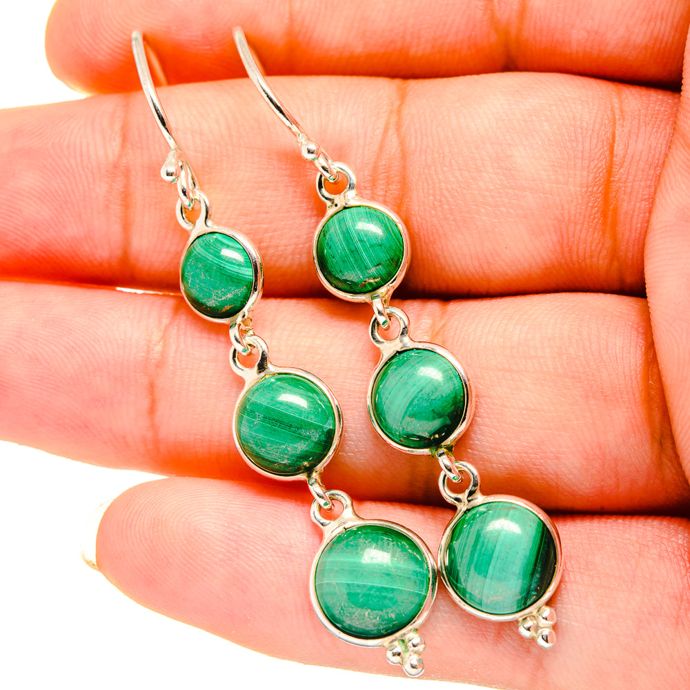 Malachite Earrings handcrafted by Ana Silver Co - EARR419413
