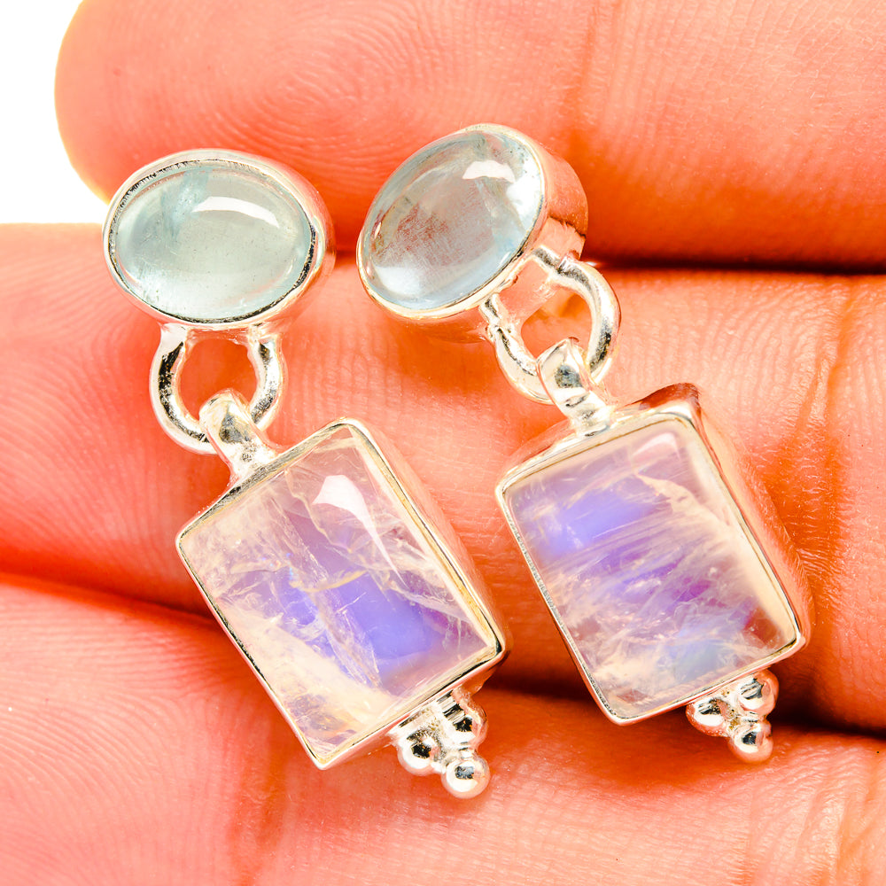 Rainbow Moonstone Earrings handcrafted by Ana Silver Co - EARR419417
