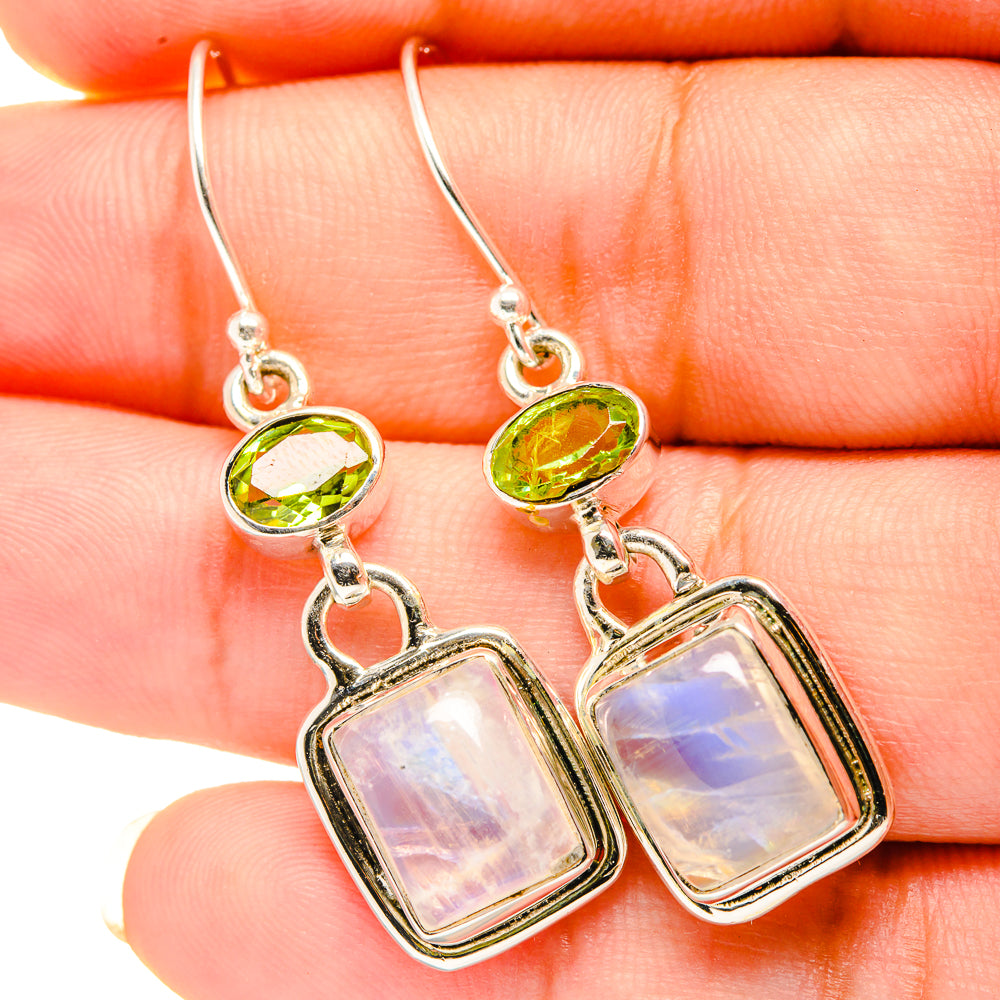 Rainbow Moonstone Earrings handcrafted by Ana Silver Co - EARR419419