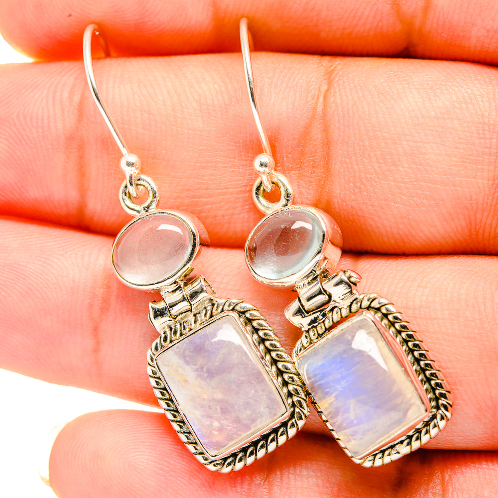 Rainbow Moonstone Earrings handcrafted by Ana Silver Co - EARR419420