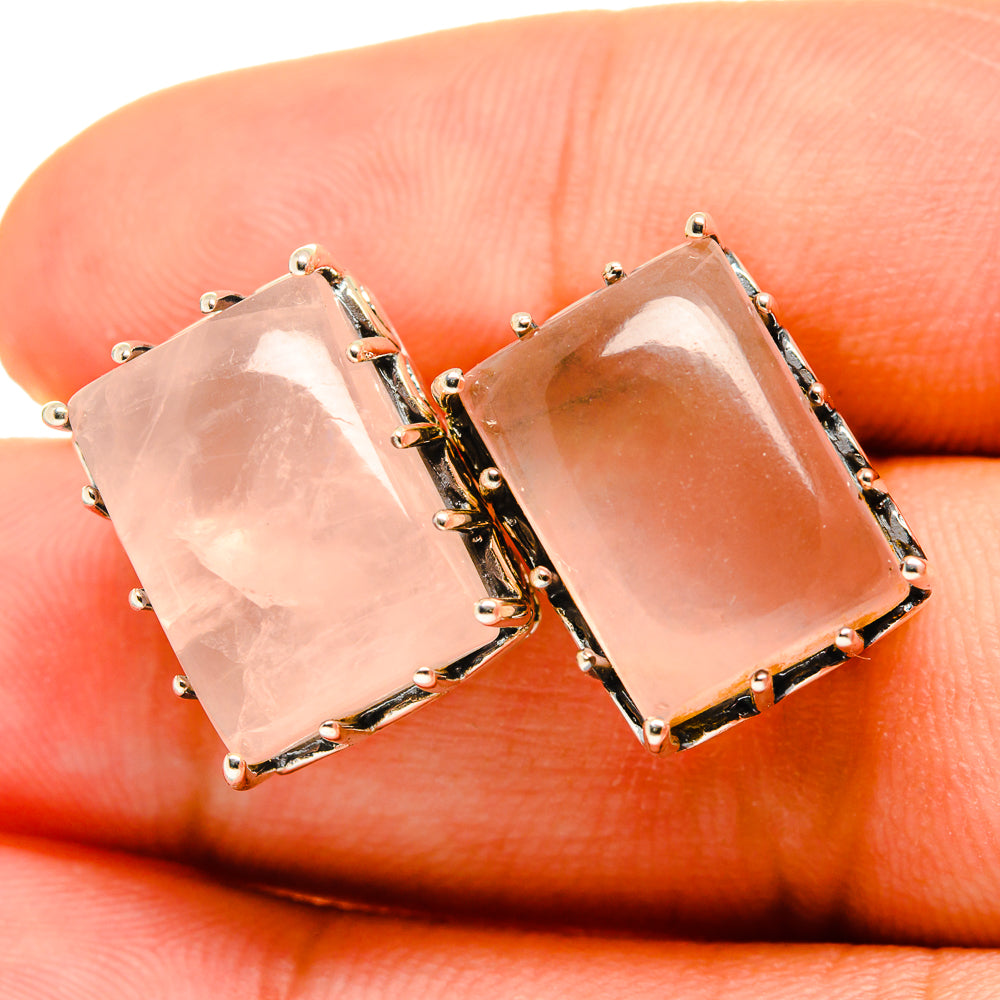 Rose Quartz Earrings handcrafted by Ana Silver Co - EARR419422