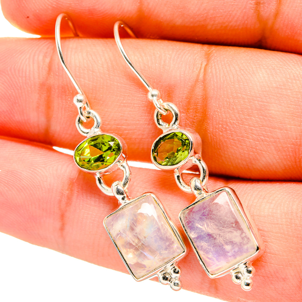 Rainbow Moonstone Earrings handcrafted by Ana Silver Co - EARR419426