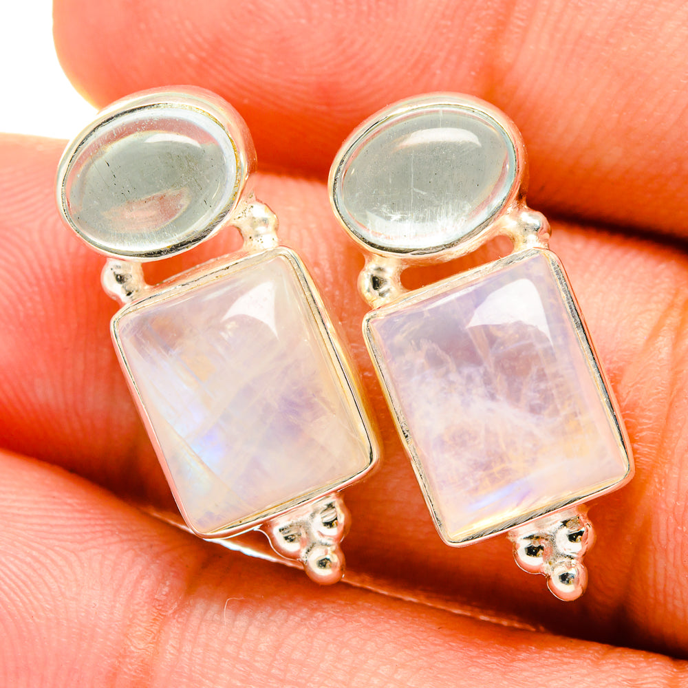 Rainbow Moonstone Earrings handcrafted by Ana Silver Co - EARR419438
