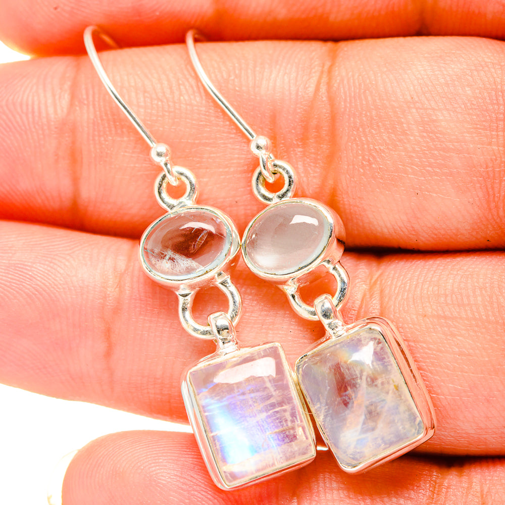 Rainbow Moonstone Earrings handcrafted by Ana Silver Co - EARR419450