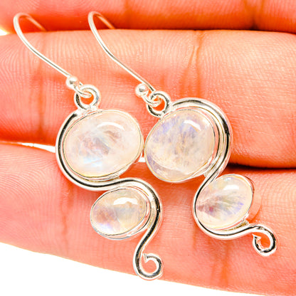 Rainbow Moonstone Earrings handcrafted by Ana Silver Co - EARR419453