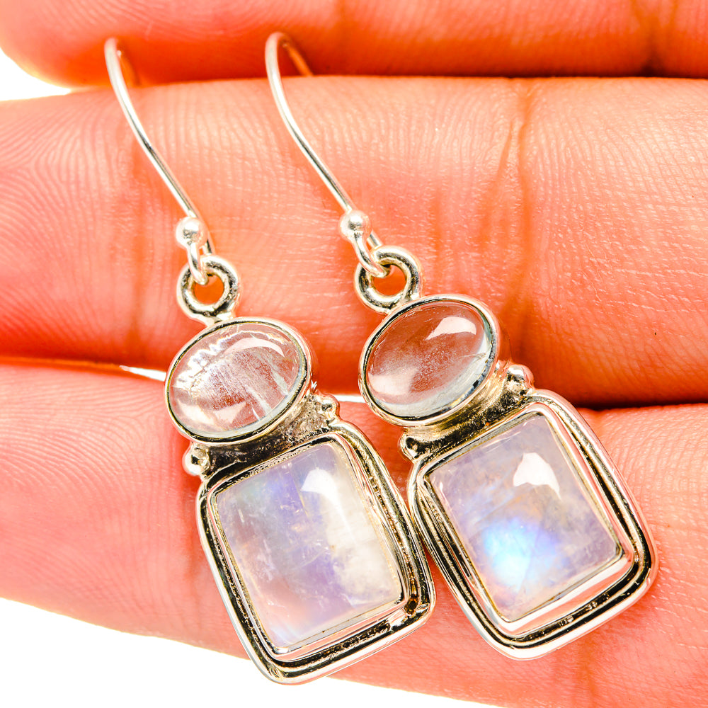 Rainbow Moonstone Earrings handcrafted by Ana Silver Co - EARR419456