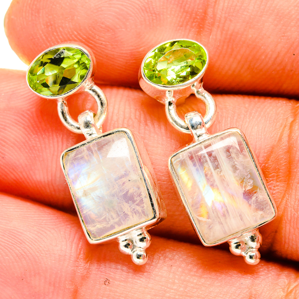 Rainbow Moonstone Earrings handcrafted by Ana Silver Co - EARR419464