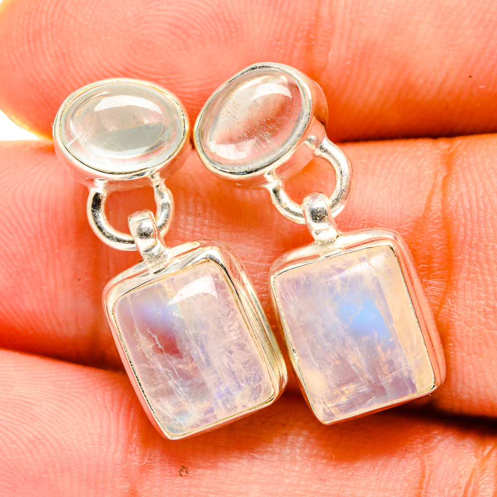 Rainbow Moonstone Earrings handcrafted by Ana Silver Co - EARR419469