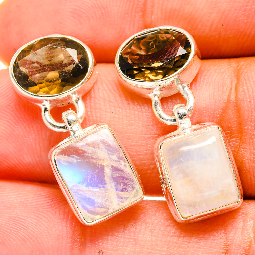 Rainbow Moonstone Earrings handcrafted by Ana Silver Co - EARR419470