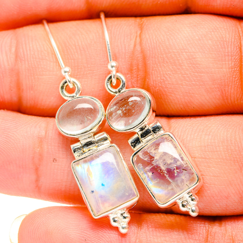 Rainbow Moonstone Earrings handcrafted by Ana Silver Co - EARR419473