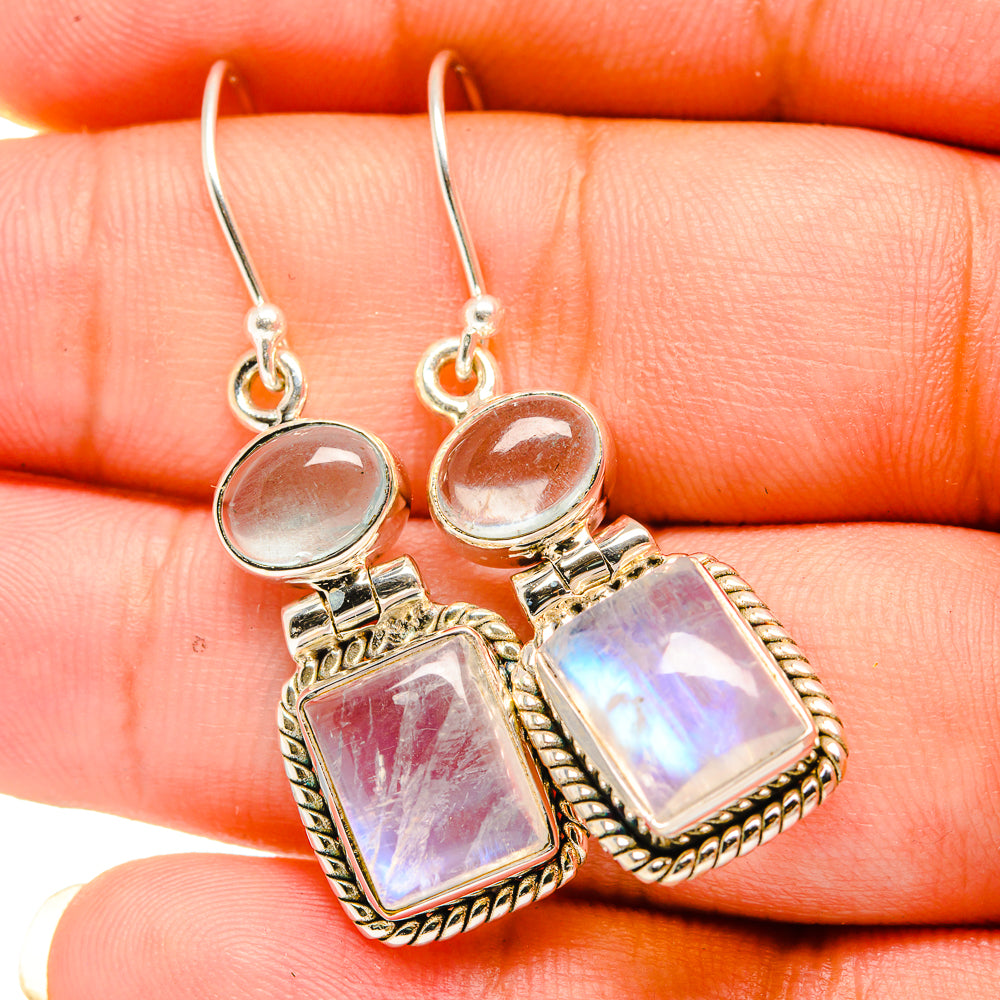 Rainbow Moonstone Earrings handcrafted by Ana Silver Co - EARR419475