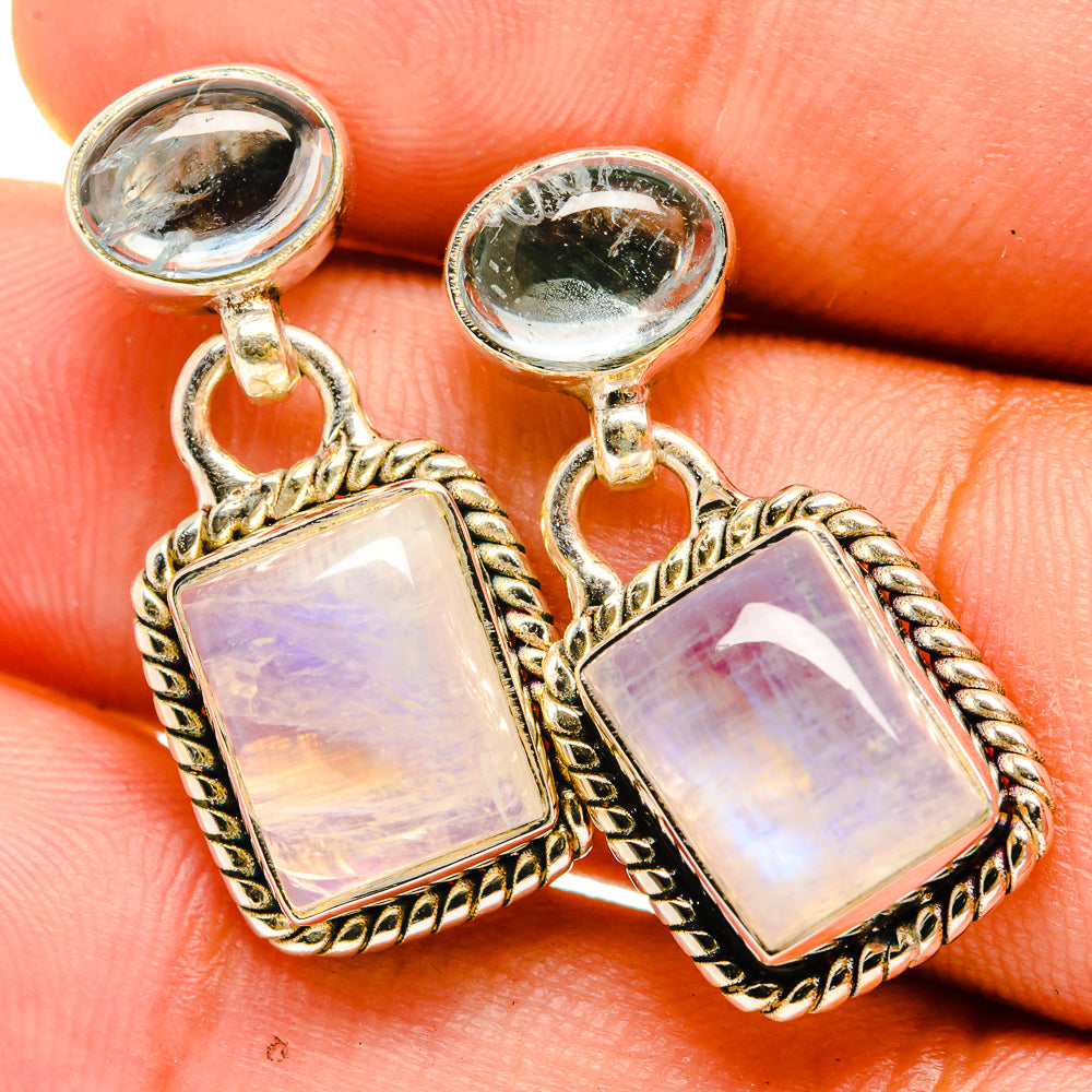 Rainbow Moonstone Earrings handcrafted by Ana Silver Co - EARR419477