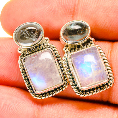 Rainbow Moonstone Earrings handcrafted by Ana Silver Co - EARR419480
