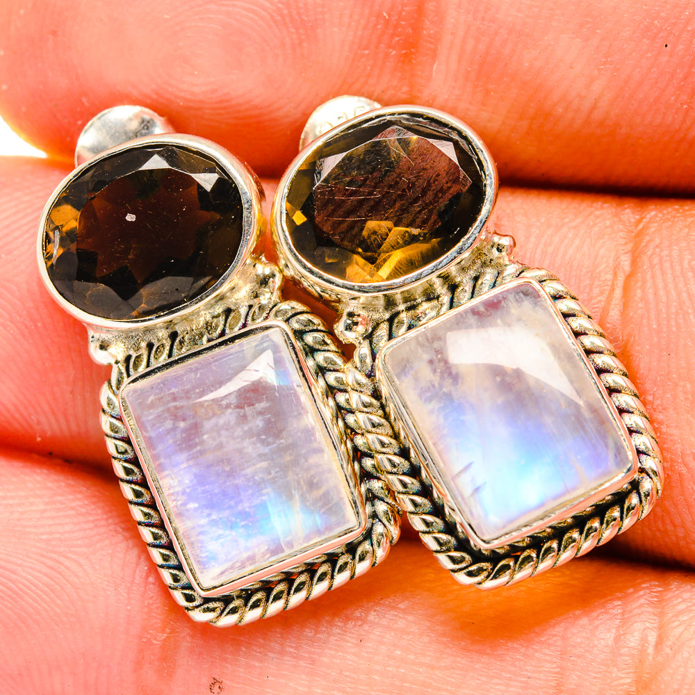 Rainbow Moonstone Earrings handcrafted by Ana Silver Co - EARR419482