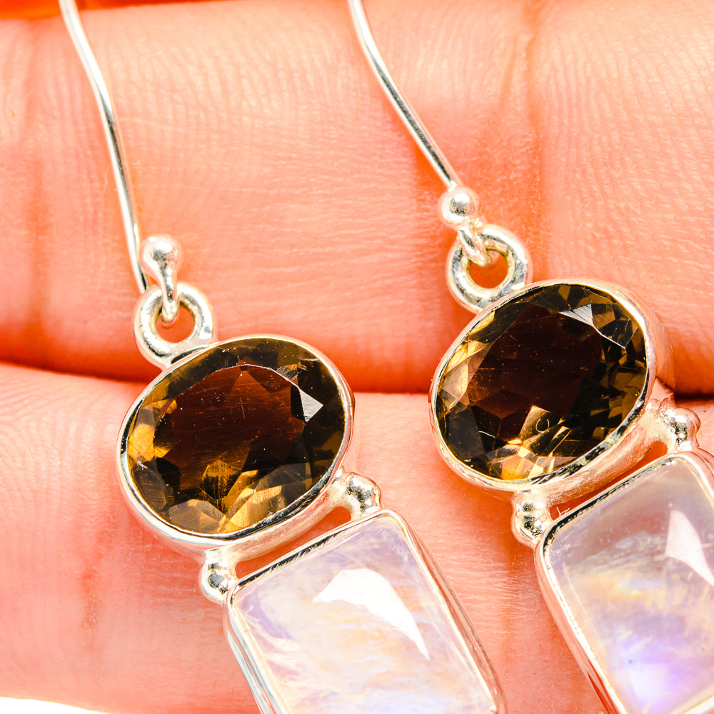 Rainbow Moonstone Earrings handcrafted by Ana Silver Co - EARR419489