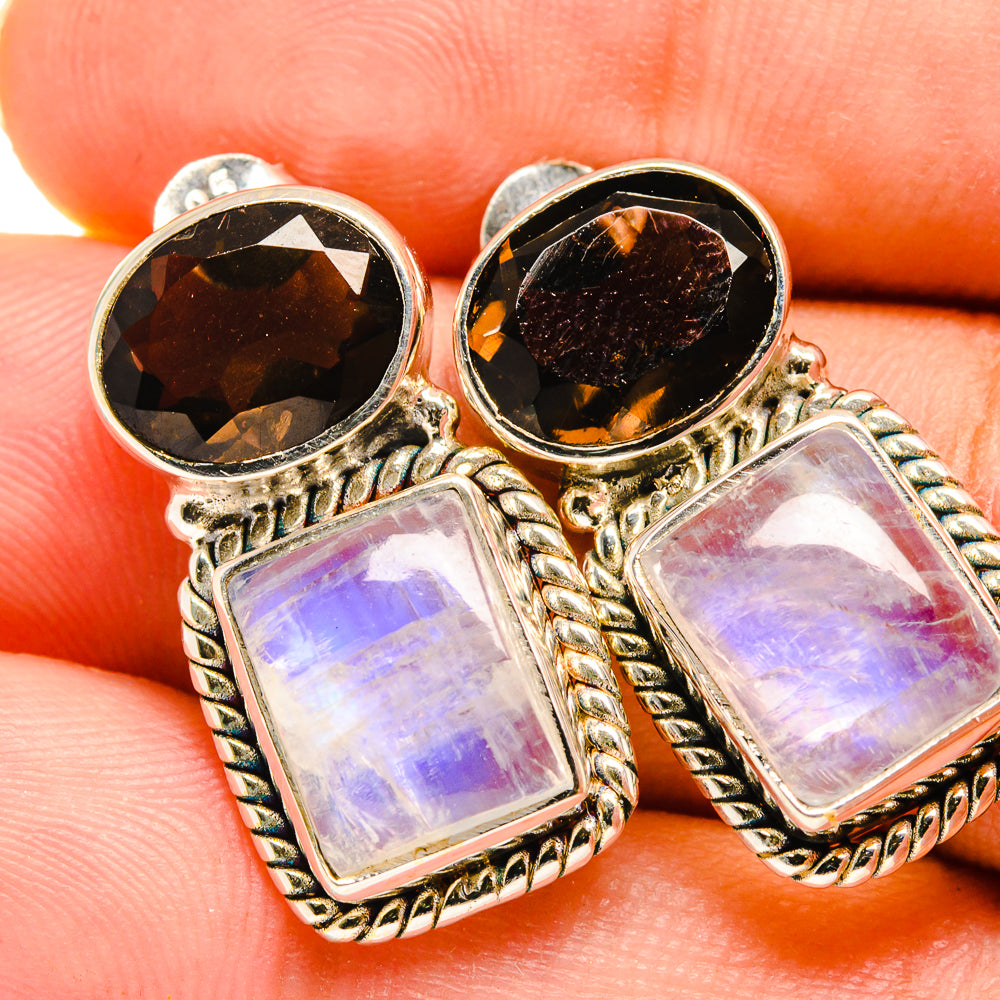 Rainbow Moonstone Earrings handcrafted by Ana Silver Co - EARR419495