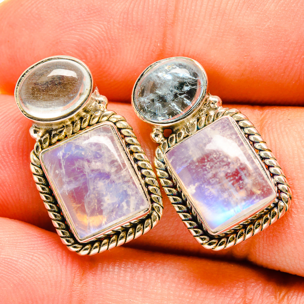Rainbow Moonstone Earrings handcrafted by Ana Silver Co - EARR419498