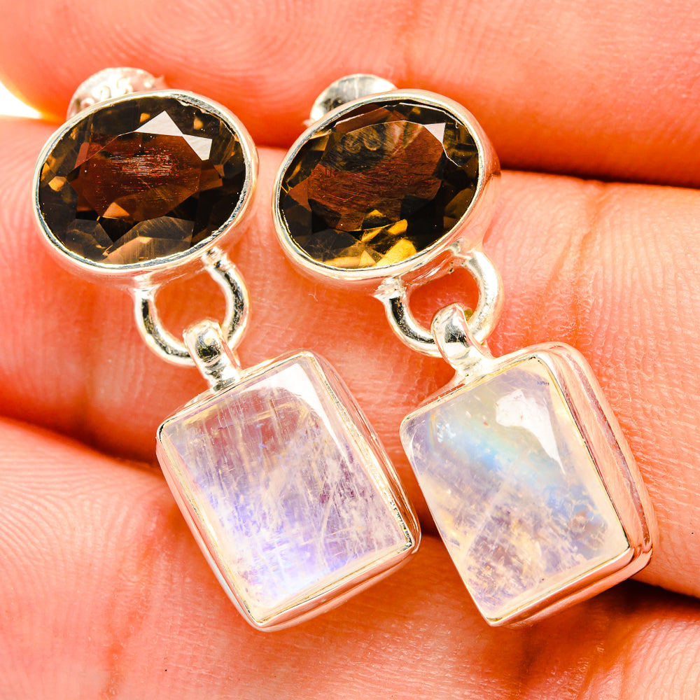 Rainbow Moonstone Earrings handcrafted by Ana Silver Co - EARR419500