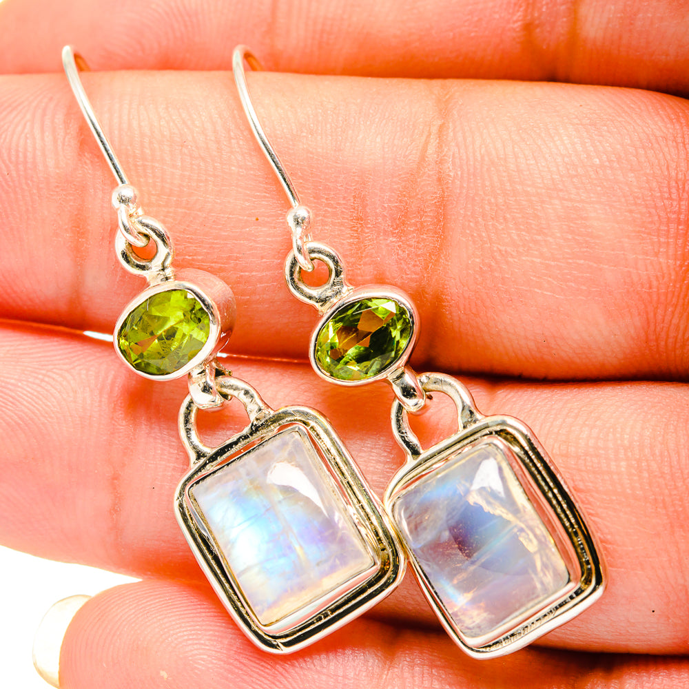 Rainbow Moonstone Earrings handcrafted by Ana Silver Co - EARR419504