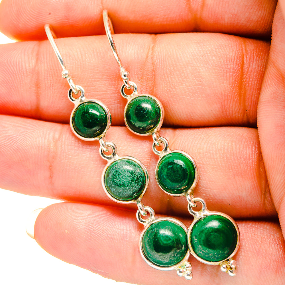 Malachite Earrings handcrafted by Ana Silver Co - EARR419506
