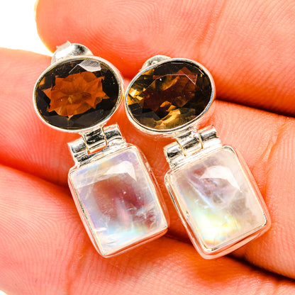 Rainbow Moonstone Earrings handcrafted by Ana Silver Co - EARR419517