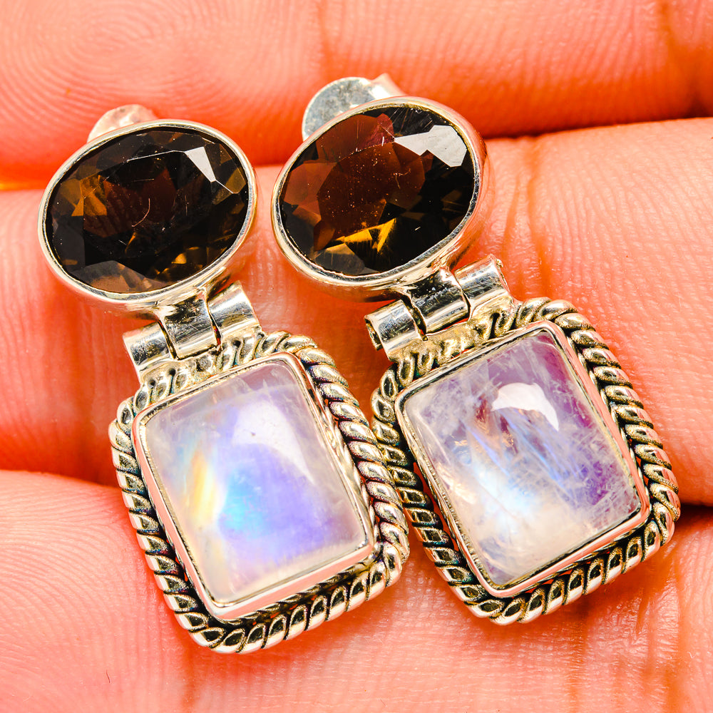 Rainbow Moonstone Earrings handcrafted by Ana Silver Co - EARR419520