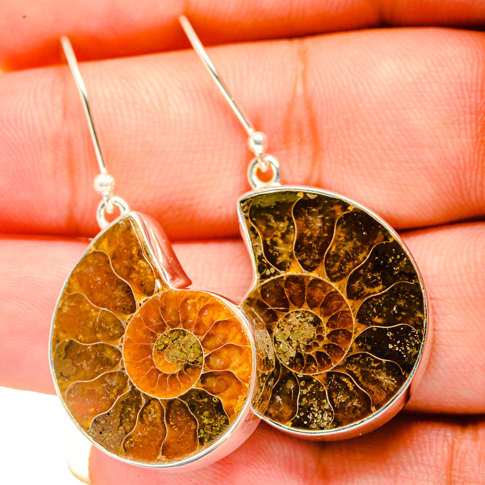 Ammonite Fossil Earrings handcrafted by Ana Silver Co - EARR419521