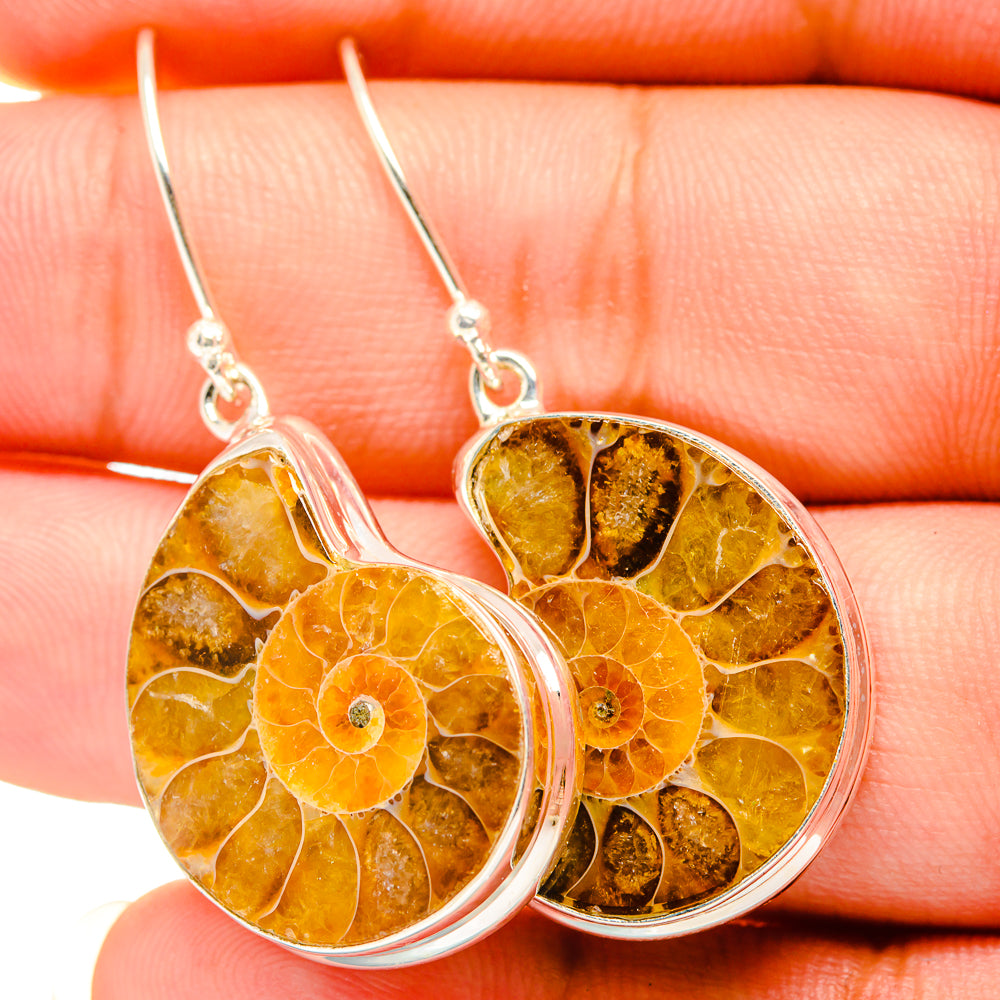 Ammonite Fossil Earrings handcrafted by Ana Silver Co - EARR419531