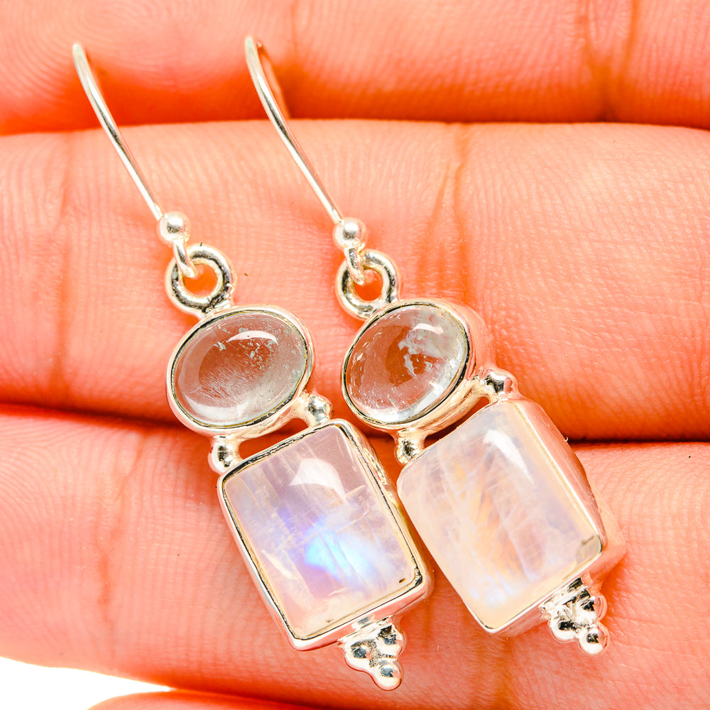 Rainbow Moonstone Earrings handcrafted by Ana Silver Co - EARR419537