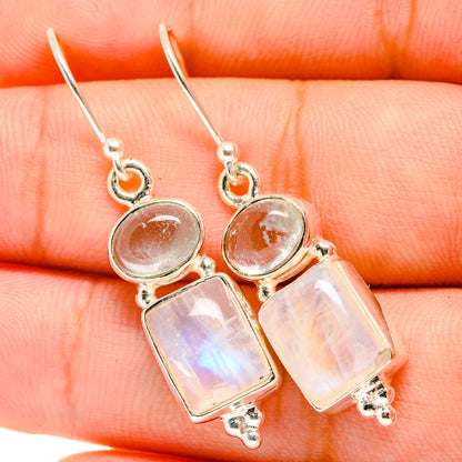 Rainbow Moonstone Earrings handcrafted by Ana Silver Co - EARR419537